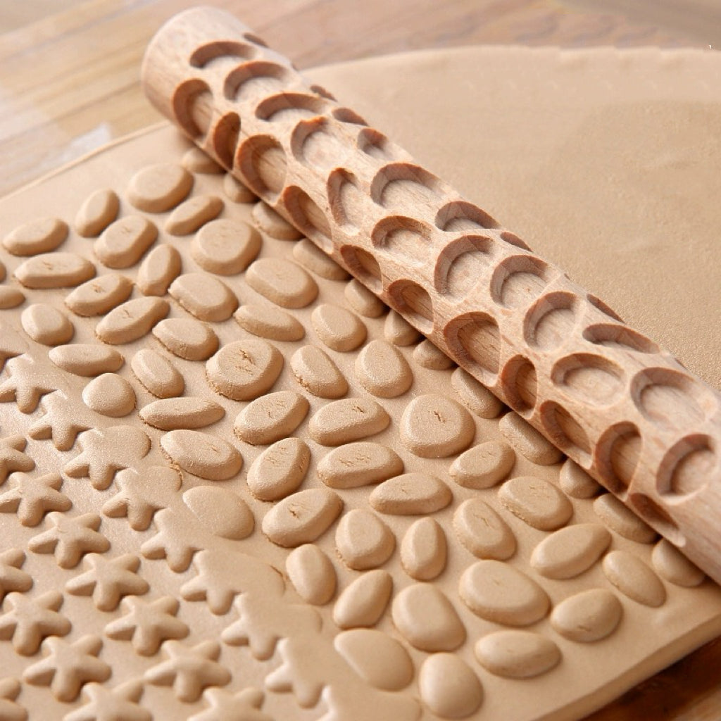 10PCS Wood Clay Pattern Rollers