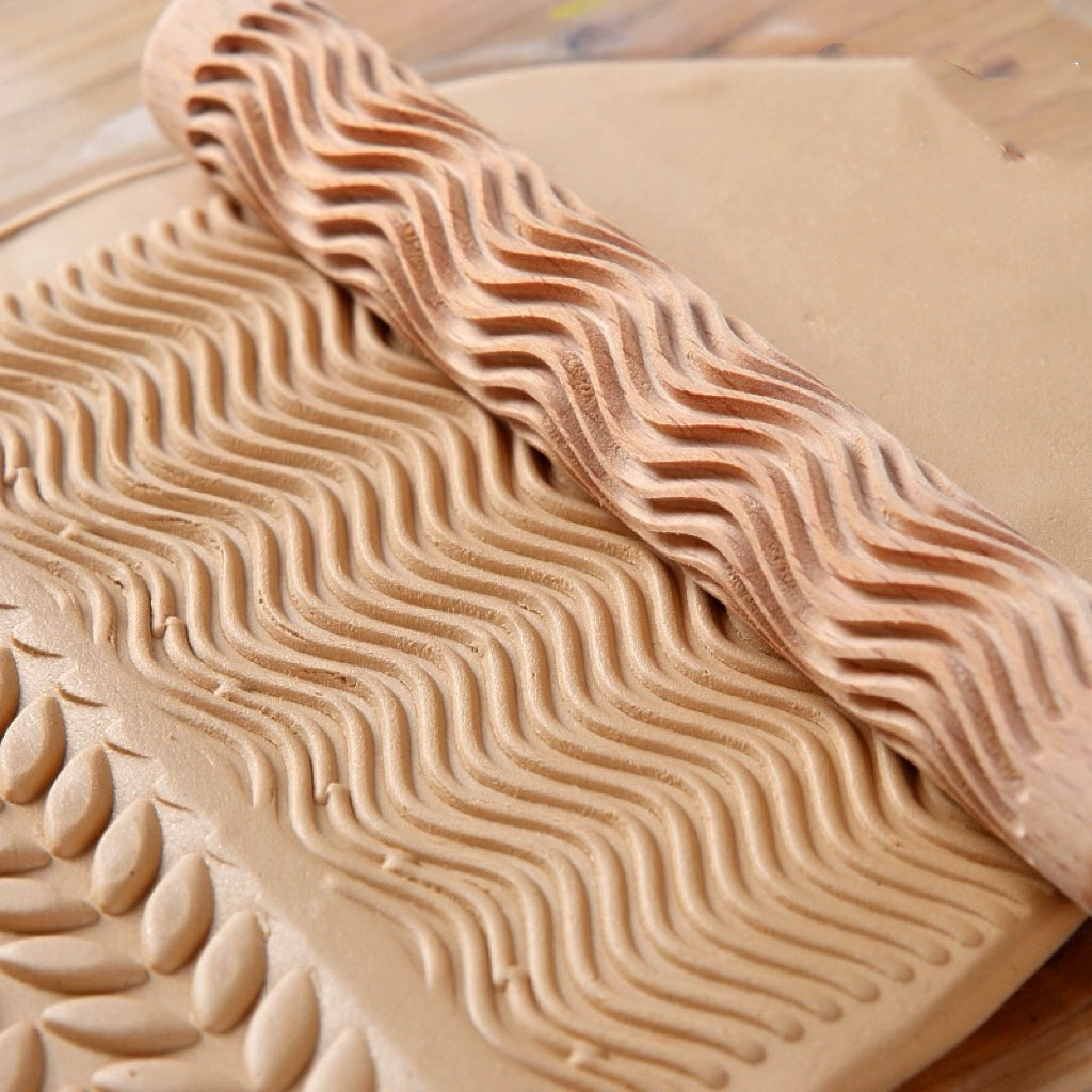 10PCS Wood Clay Pattern Rollers