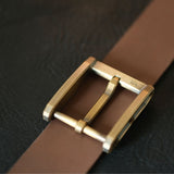 This buckle reveals a stunning array of colors and tones under different lighting conditions. We've tested it against various leather shades to help you make the best choice. This buckle is made from high-quality brass using CNC cutting and meticulous hand-polishing techniques. 