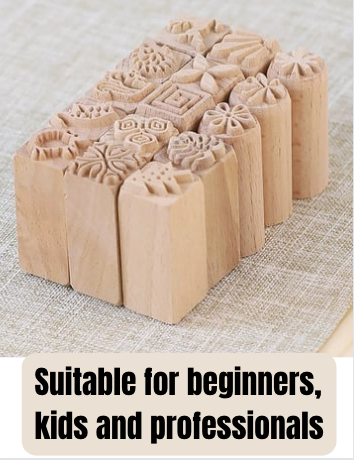 16-Piece Wooden Stamps Set for Clay Sculpture