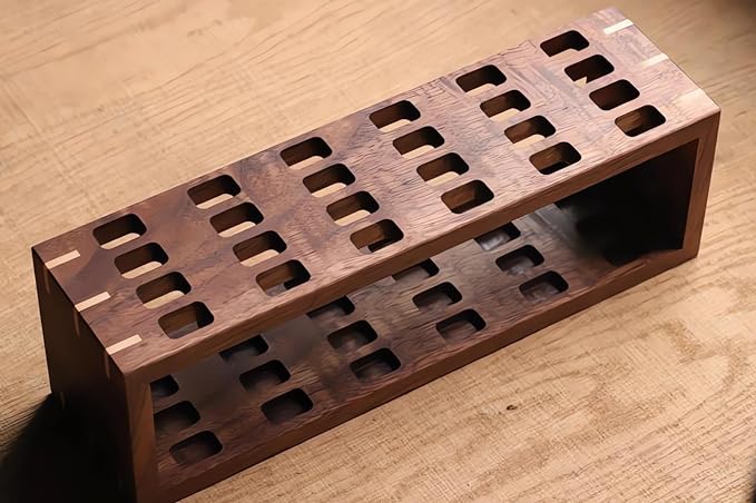 Premium Walnut 24-Hole Pricking Iron & Chisel Rack/Organizer
