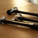 A practical leather stitching hammer for flattening stitch lines and tidying hand-sewn leatherwork. Made from heat-treated 440C stainless steel with a refined shape and balanced feel, it is especially useful for areas like wallet centers and other tight spots where pliers are harder to use.