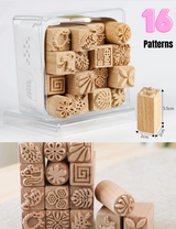 6-Piece Wooden Stamps Set for Clay Sculpture