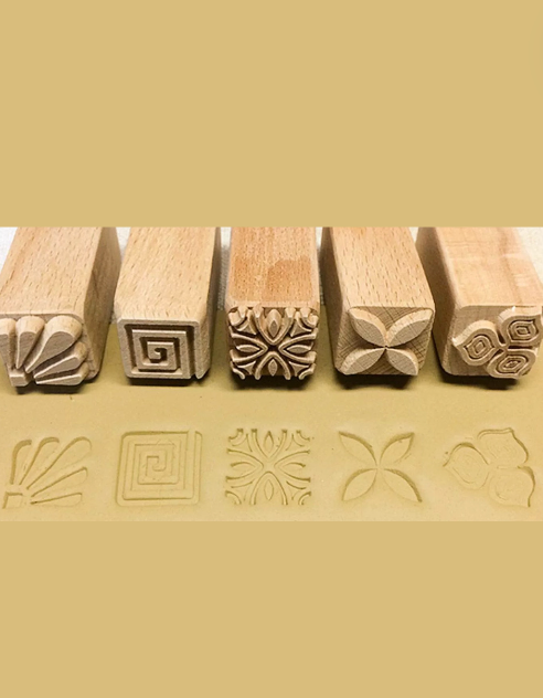16-Piece Wooden Stamps Set for Clay Sculpture