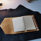 A7 Leather Planner Die Cut, Full Set with Paper Inserts & Hardware Accessories