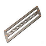 Adjustable leather belt hole positioning ruler with self-centering parallel guides and teardrop punch holes for clean, straight hole marking on belts, straps, bags, watch straps, and pet collars. Lockable, easy to align, and built for consistent leatherwork. Shop now.