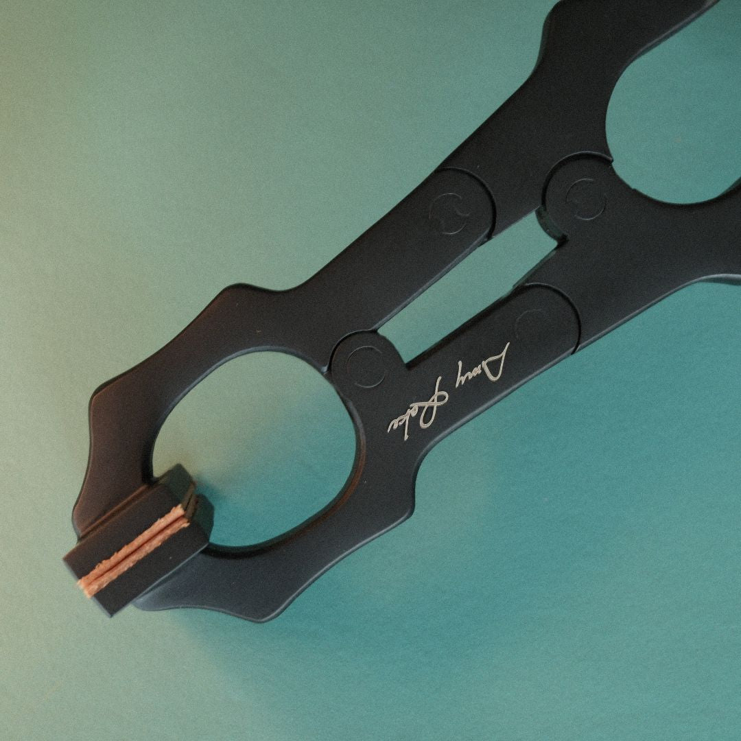 Amy Roke Flat-Jaw Leathercraft Pliers offer precise clamping for hand-stitching and edge work. Made from heat-treated alloy steel for durability and a firm grip. Includes a BIRENA calfskin handle wrap for added comfort. Perfect for leatherworkers. Get yours today!