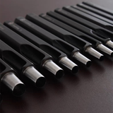 Bangbang Hex Round Punch Set for Leathercraft, Taiwan-Made Special Alloy Steel with Wooden Base