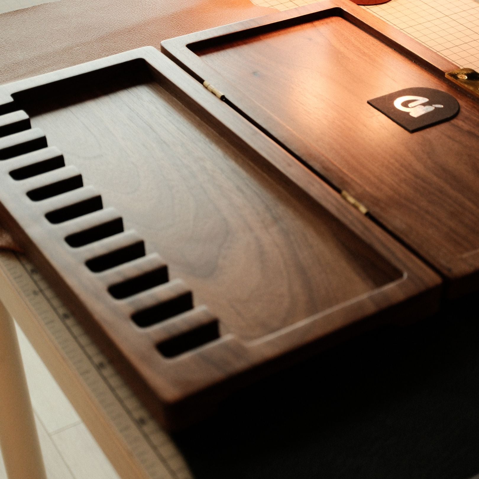 Black Walnut Organizer Box for Punches & Pricking Irons (11-Slot)