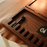 Keep your pricking irons and punches organized with this 11-slot black walnut tool box. Fits most common brands, protects tools from dust, and adds a clean look to your workbench. A solid storage upgrade for leathercrafters—grab yours now.