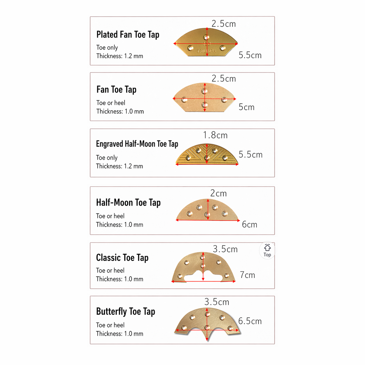Brass Toe Taps for Shoe Repair & Sole Protection