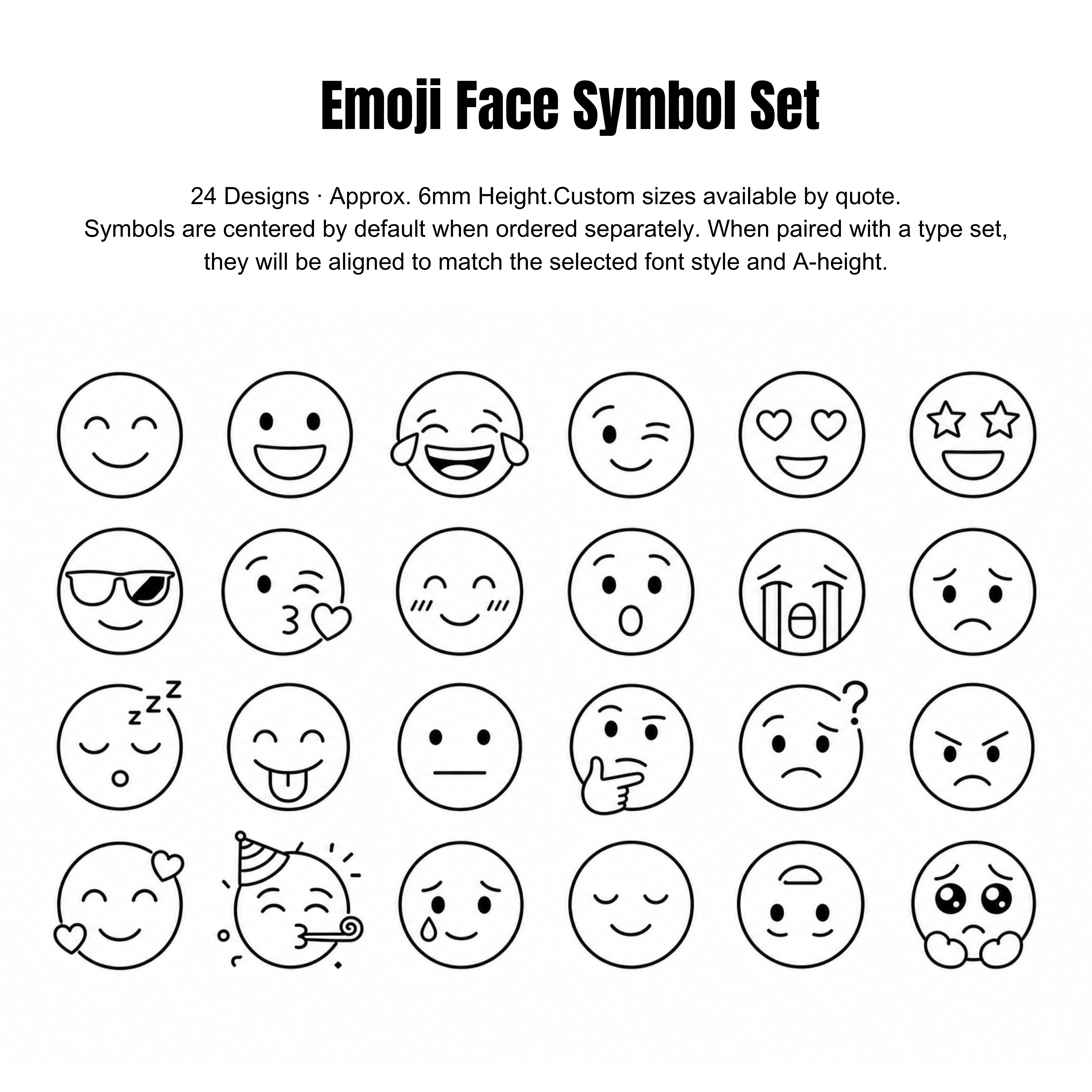 Expand your leather hot foil stamping setup with classic icon and emoji face symbol sets. Add stars, hearts, flowers, keys, and expressive faces to create richer custom layouts for leather goods and small-batch branding.