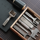CÍ × bangbang DC53 Leather Belt End Punch, a leathercraft strap end punch for clean, accurate belt tips. Japanese DC53 tool steel, heat-treated for a sharp, durable edge, test-cut before shipping, and built for long-term use. Order yours today.