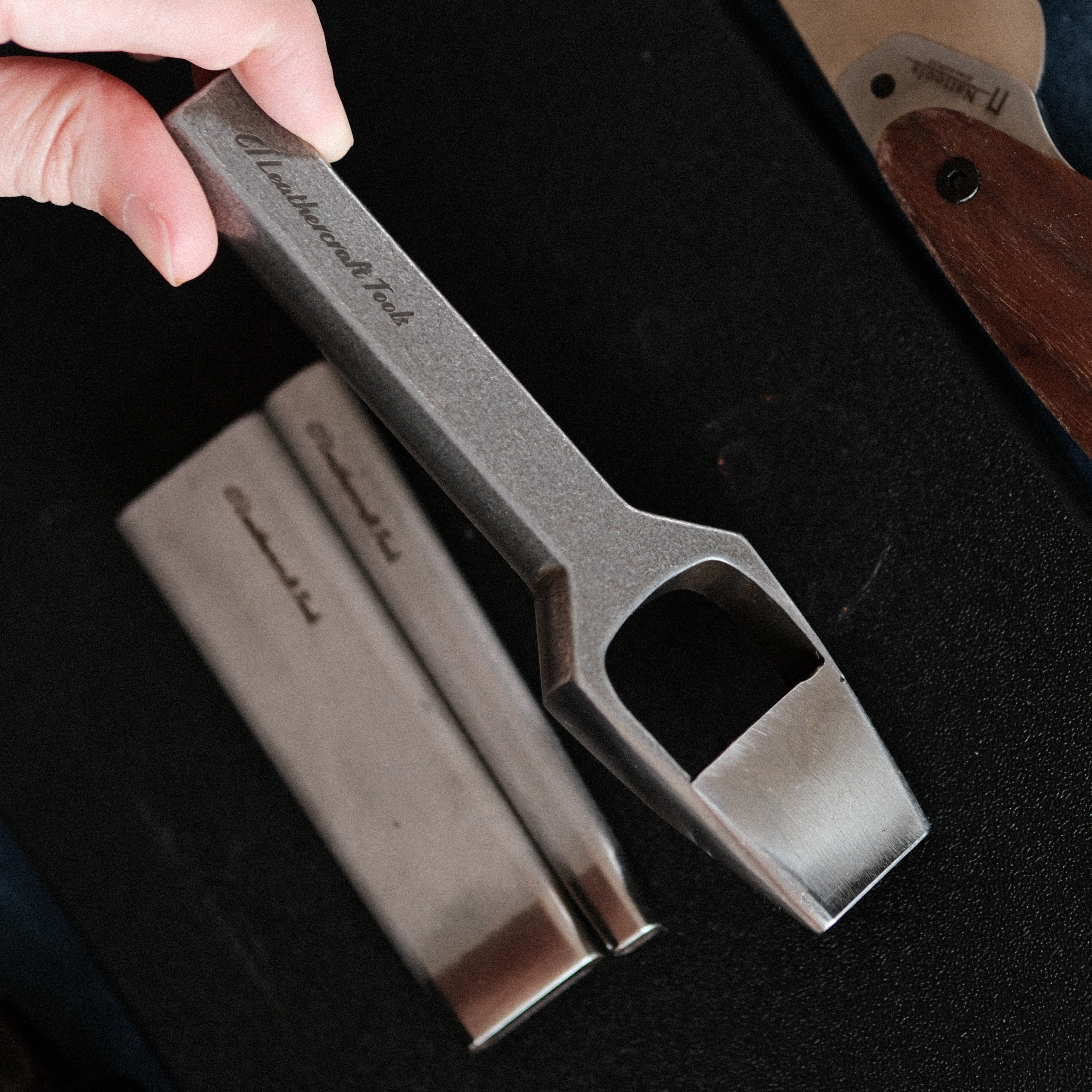 DC53 leather belt slot punch for clean buckle slots, strap holes and oblong cuts. Hand-sharpened, stone-washed and made to order for a steady strike, durable edge and long-term leatherwork use. Shop CÍ × Bangbang.