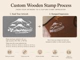 Custom Wooden Rubber Stamp with Free Japanese Ink Pad