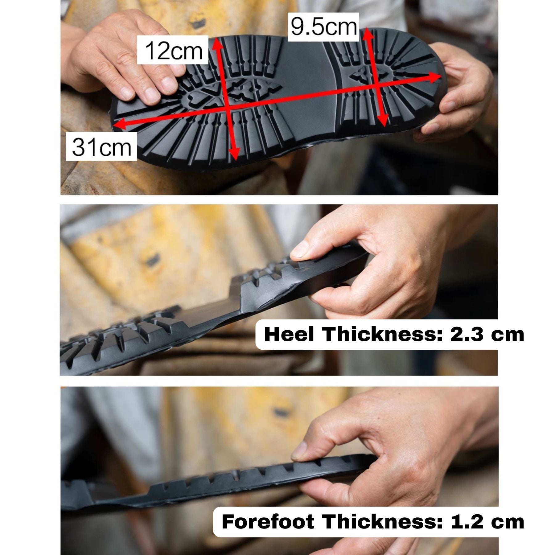 Lightweight EVA foam outsole with built-in heel for easy shoemaking and repairs. Slip-resistant, durable, and flexible with reliable traction for daily wear or work boots. Perfect for replacing or crafting shoe soles—simple, sturdy, and easy to use.