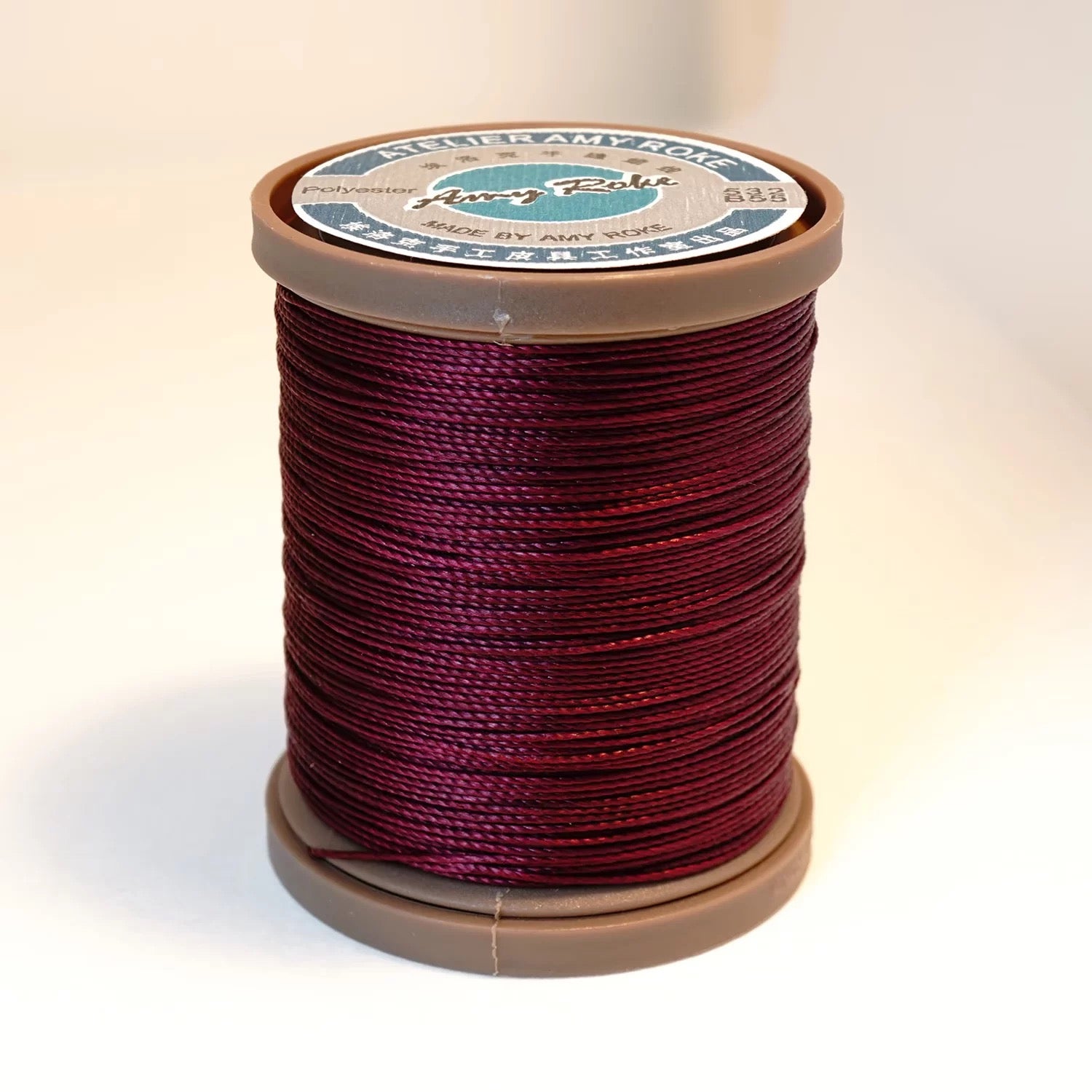 Amy Roke 0.45mm Polyester Waxed Thread – 210m Spool, Burnable, for Leathercraft