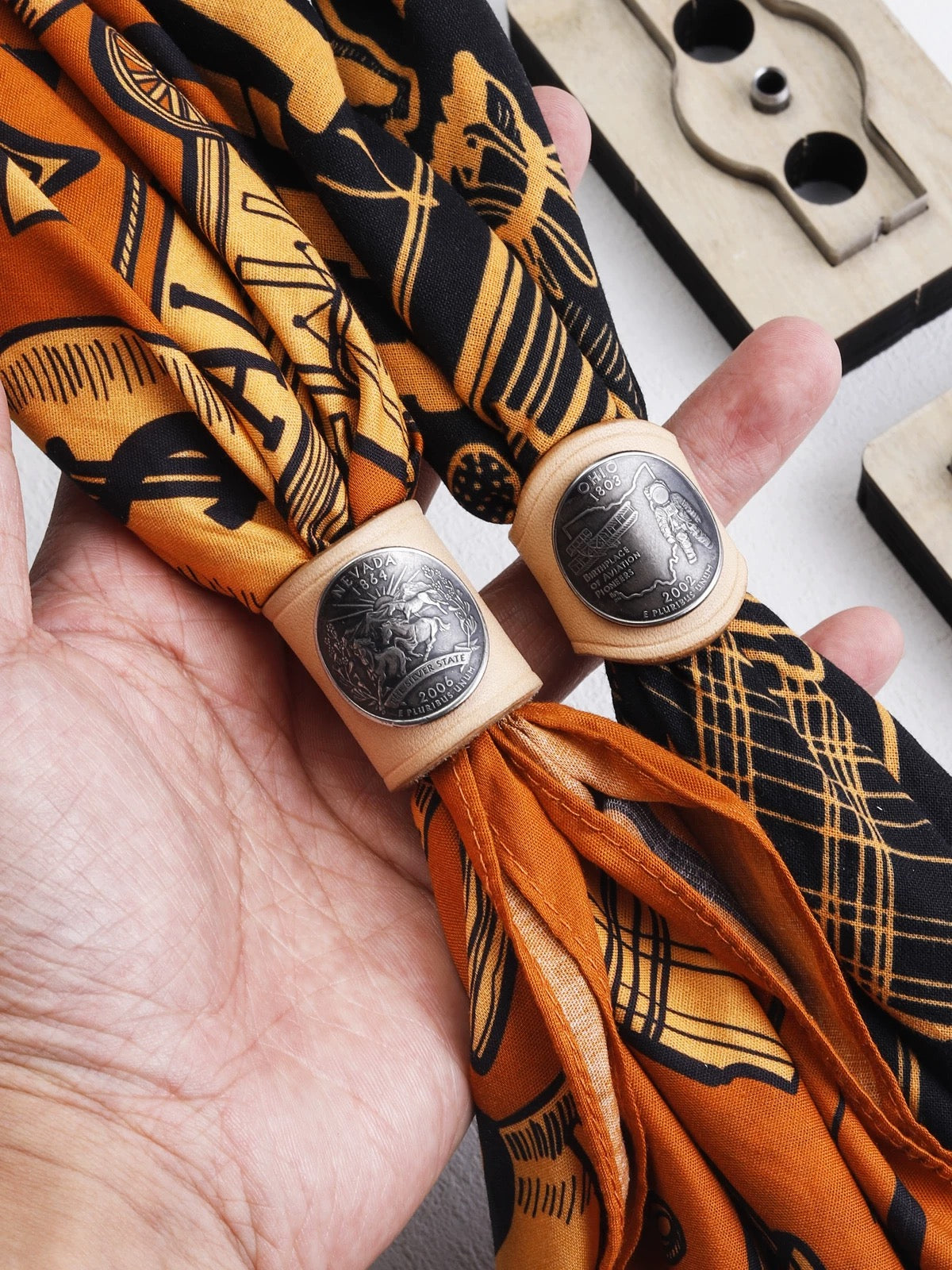 Leather Cutting Die for Scarf Ringwith Vintage Coin Buckle