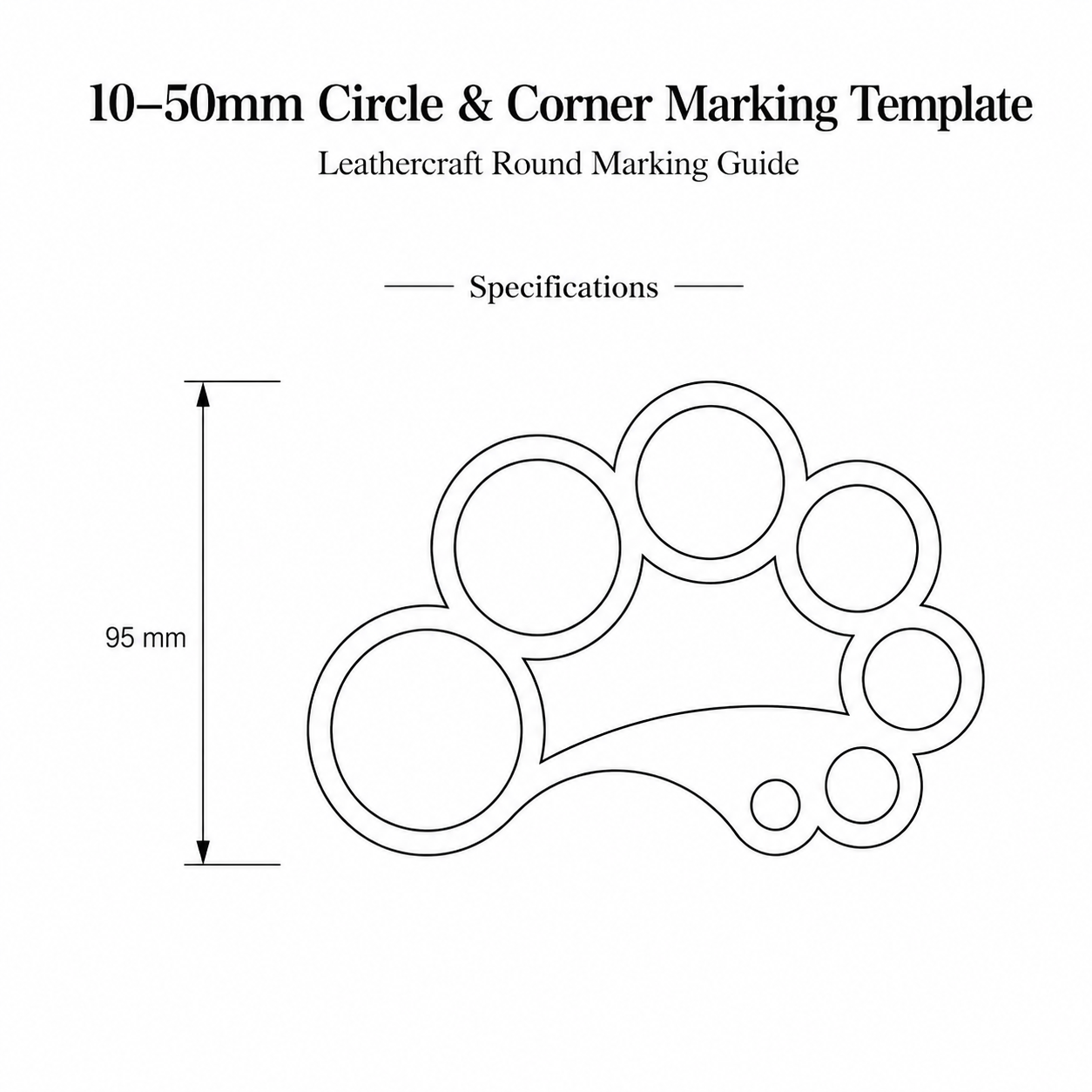 Leather Circle & Corner Marking Template|10–50mm Round Guide
