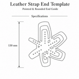 A leather strap end template for marking rounded and tapered ends on belts, watch straps, bag straps, and shoulder straps. Covers common strap widths with guide holes for cleaner positioning and smooth, consistent layout. Shop now.