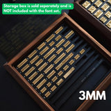 Movable type letter set designed for MAXITA hot foil machines, ideal for pencil stamping and larger lettering projects. Clean, clear impressions with flexible font size options. A great upgrade beyond standard fonts. Explore the set or contact us for custom options.