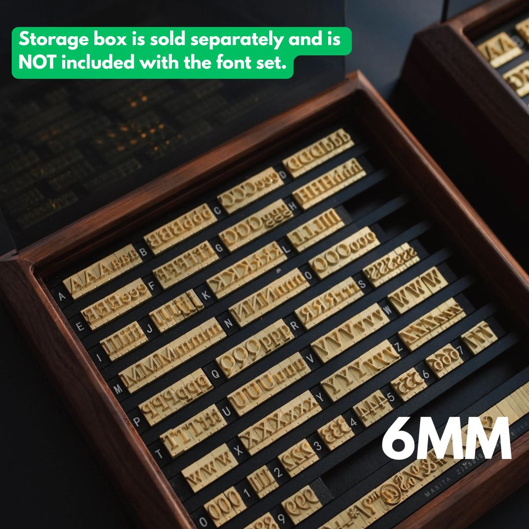 MAXITA Hot Foil Machine Movable Type Letter Set – Small, Medium & Large Fonts (3mm / 6mm / 8mm)