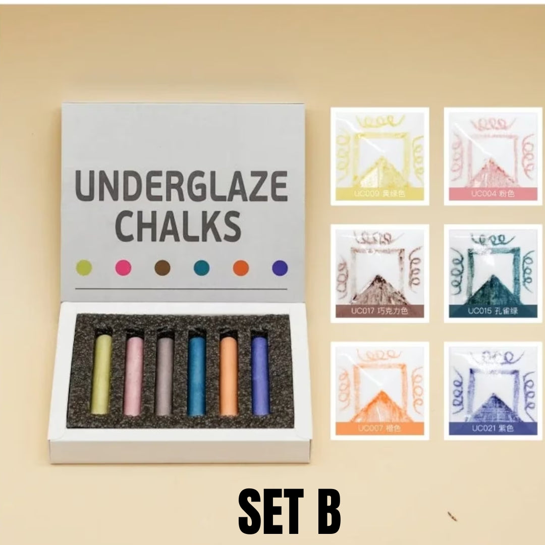 Chrysanthos Underglaze Chalk Crayons Set-6 Pieces, Kid-Friendly