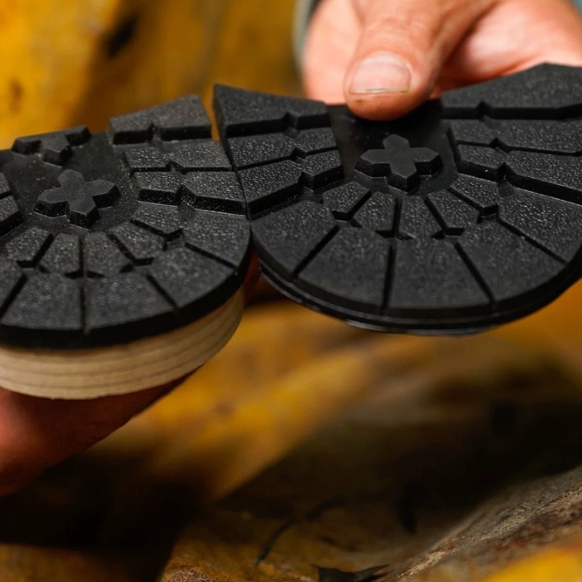 Durable rubber heel and half sole pads for shoe repair. Anti-slip, wear-resistant, heat and oil resistant with 3D textured design for better grip and stability. Ideal for replacing or reinforcing worn heels and soles. Restore traction and comfort—perfect for everyday shoe repair.
