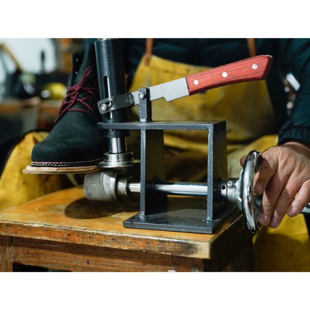 This tool is designed for anyone looking to create professional-quality handmade shoes. It addresses common issues faced after sewing cowhide edges, such as uneven surfaces and pressure inconsistencies that can occur when using a hammer.