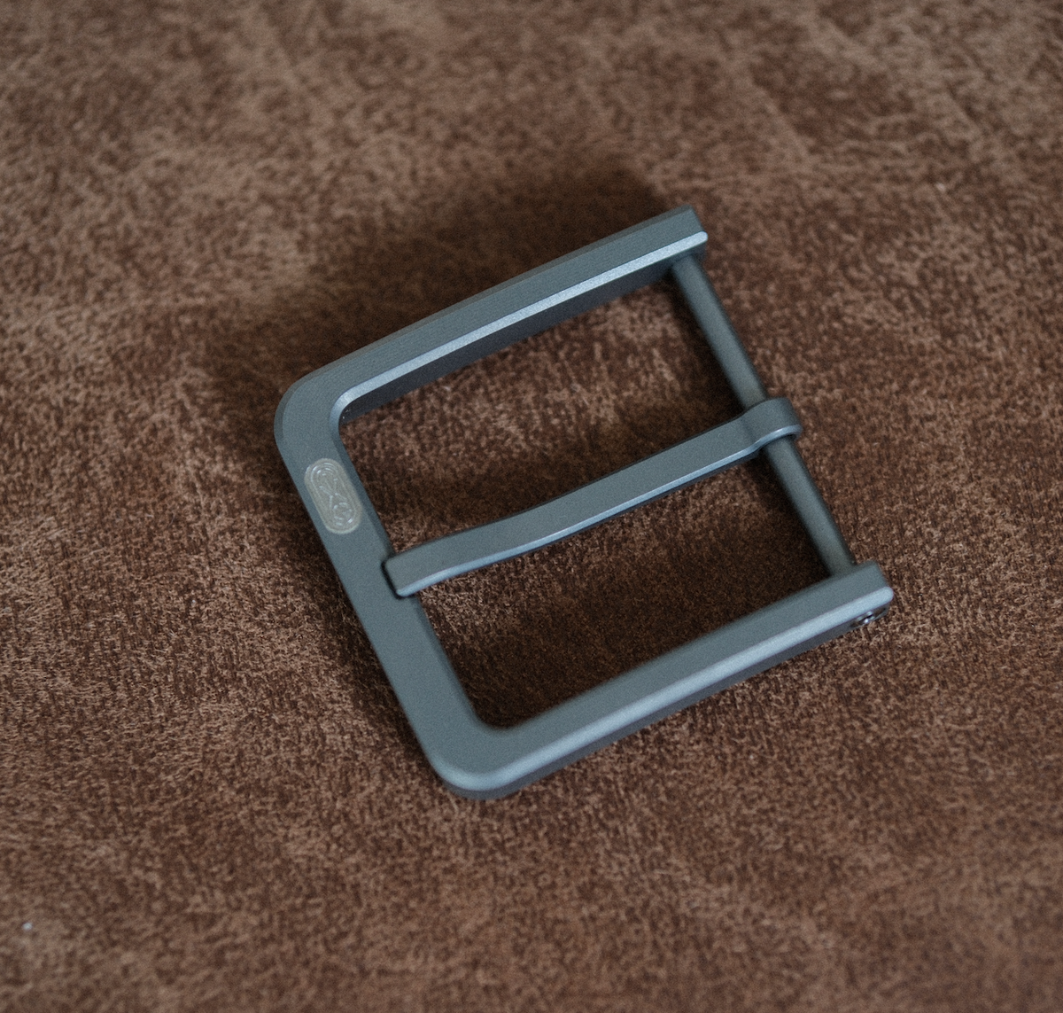 men's dress belt unique buckle minimalist square sculptural titanium 32mm The Ultimate Minimalist Titanium Belt Buckle Stone-Washed(Black belt) main image 1