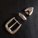 Vintage Engraved 3-Piece Belt Buckle Set, 25mm
