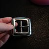 This vintage square belt buckle is made in Japan from cast brass with a nickel-plated finish. Designed for leather belts, bag straps, and handmade leather goods, it has a more rugged, characterful look rather than a perfectly polished finish. Listed as 25mm, but the actual inner width is around 27mm, making it a better fit for 26mm straps.