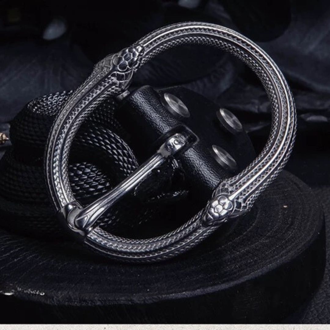 304 Stainless Steel Lost-wax Casting Serpentine Belt Buckle with Removable Leather Connector
