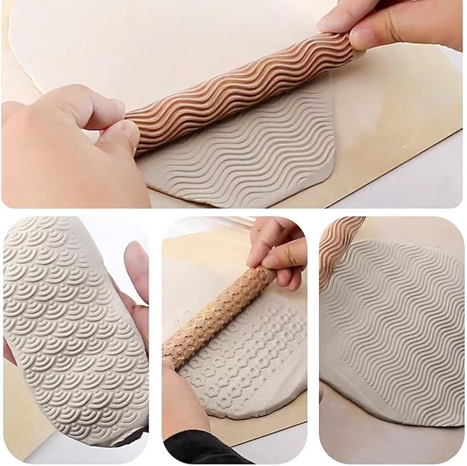 pottery clay textured rolling tool