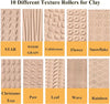 10PcsDifferentWoodenClayTextureRollingEmbossPlaidHandRollersPolymerCeramicClay-3