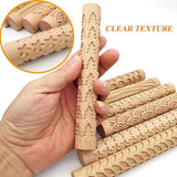 10PCS Wood Clay Pattern Rollers