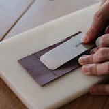12C27 round head leather skiving knife for thinning, paring, raised work, and edge shaping. Easy to strop, rust-resistant, sharp, and stable in hand for cleaner leather skiving on vegetable-tanned leather. Shop now.