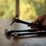 A practical leather stitching hammer for flattening stitch lines and tidying hand-sewn leatherwork. Made from heat-treated 440C stainless steel with a refined shape and balanced feel, it is especially useful for areas like wallet centers and other tight spots where pliers are harder to use.