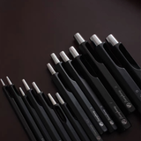 Bangbang Hex Round Punch Set for Leathercraft, Taiwan-Made Special Alloy Steel with Wooden Base