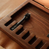 Keep your pricking irons and punches organized with this 11-slot black walnut tool box. Fits most common brands, protects tools from dust, and adds a clean look to your workbench. A solid storage upgrade for leathercrafters—grab yours now.