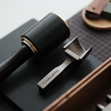 CÍ × bangbang DC53 Leather Belt End Punch for clean, accurate belt tips. Made from Japanese DC53 tool steel, heat-treated for a sharp, durable edge, test-cut before shipping, and built for long-term leathercraft use. Custom sizes available by email. Order yours today.