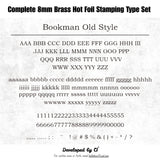 CÍ deluxe brass hot foil stamping type set with walnut storage box, designed for clear leather embossing, custom branding, luggage tags, labels and packaging. Compatible with Maxita Holder No. 1 and MOVEGO machines. Custom fonts available. Shop now.