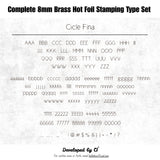 CÍ deluxe brass hot foil stamping type set with walnut storage box, designed for clear leather embossing, custom branding, luggage tags, labels and packaging. Compatible with Maxita Holder No. 1 and MOVEGO machines. Custom fonts available. Shop now.