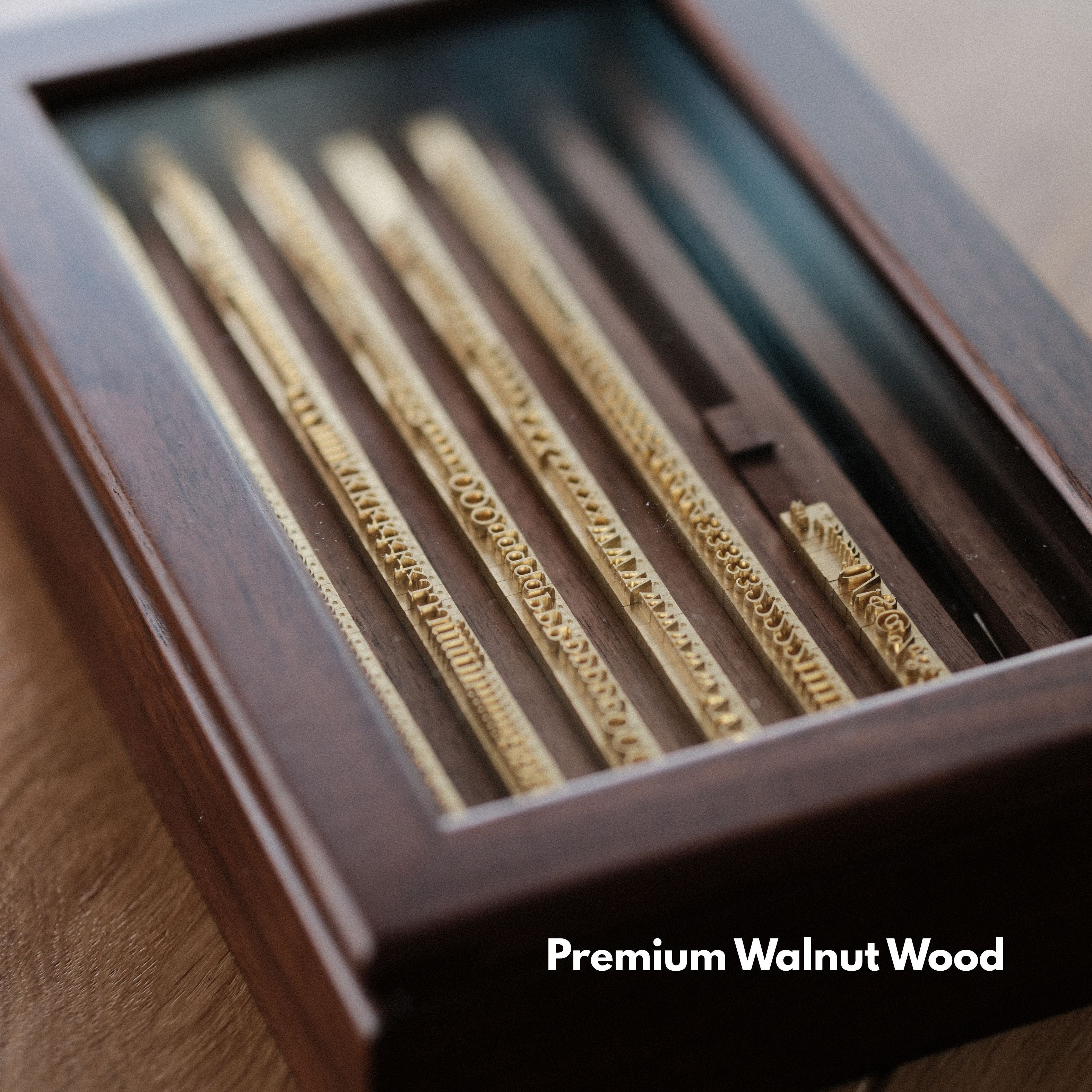CÍ Movable Type Set with Black Walnut Box for Maxita Hot Foil Stamping Holders 1/2/3｜Customizable
