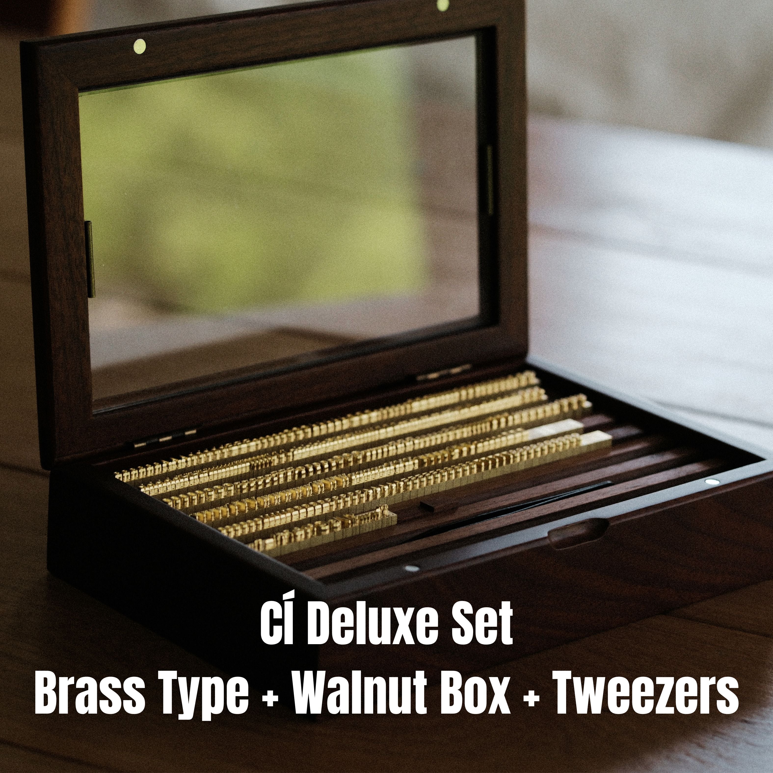 CÍ Deluxe Fine Brass Type Kit With Premium Walnut Box | A Height 3.5–5mm | Compatible With Maxita, Movego, Kingsley & Dream Factory Machines | Customizable