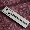 Customisable leather luggage tag cutting die with Japanese steel blade. Available with acrylic or wooden base, and can be made to your size, shape and hole layout. Ideal for leather luggage tags, bag tags and small leather goods.