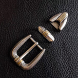 Vintage Engraved 3-Piece Belt Buckle Set, 25mm