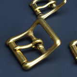 Japanese-Made Solid Brass Double-Wing Strap Buckle | Uncoated Leather Hardware