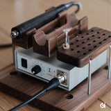 M60 Electric Leather Edge Creaser Set for leather creasing, edge finishing, and edge paint smoothing. Includes a comfortable handpiece and adjustable walnut stand, with multiple tip styles available. Correct voltage and plug prepared by shipping address. Shop now.