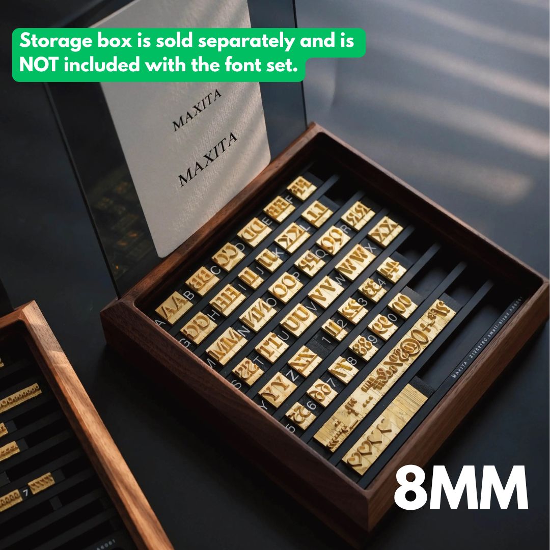 MAXITA Hot Foil Machine Movable Type Letter Set – Small, Medium & Large Fonts (3mm / 6mm / 8mm)